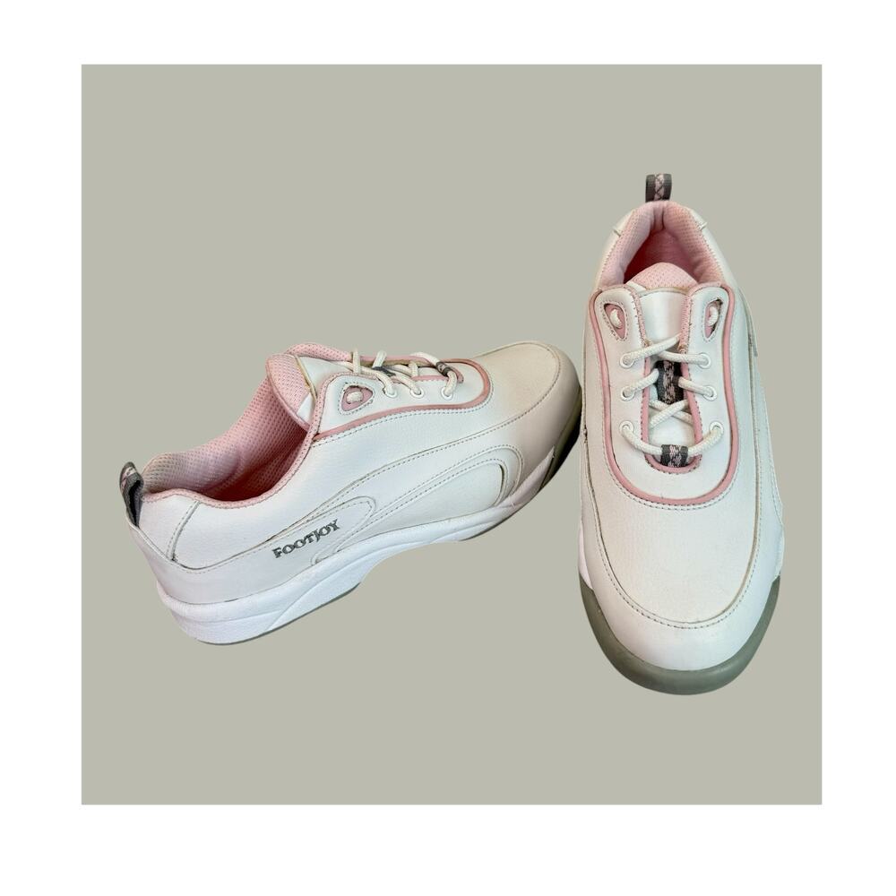 FootJoy GreenJoys Womens Size 6.5M Classic Golf Shoes Spiked White Pink Laced Up